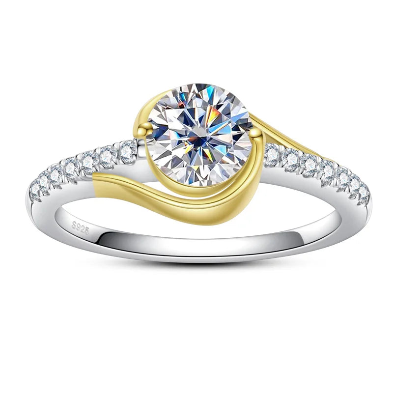 LESF 1 Carat Round Moissanite Engagement Ring in 925 Sterling Silver for Women - Fine Wedding Jewelry - LuxeStreet Boutique