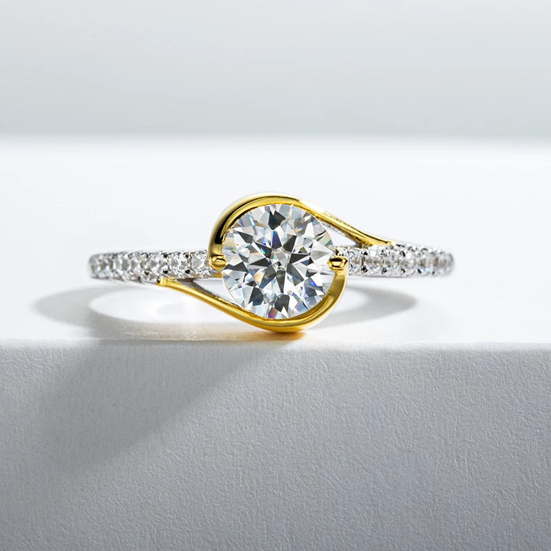 LESF 1 Carat Round Moissanite Engagement Ring in 925 Sterling Silver for Women - Fine Wedding Jewelry - LuxeStreet Boutique