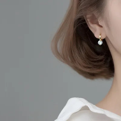 Heart Cz Zircon Hoop Earring Women Classic Shiny Stud Earrings - LuxeStreet Boutique