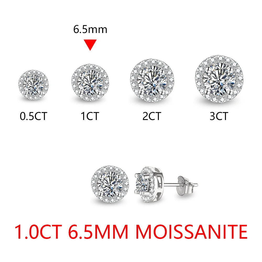 Round Cut 3.0CT Diamond Test Passed Moissanite Rhodium Plated 925 Silver D Color Moissanite Earrings Jewelry Girlfriend Gift - LuxeStreet Boutique