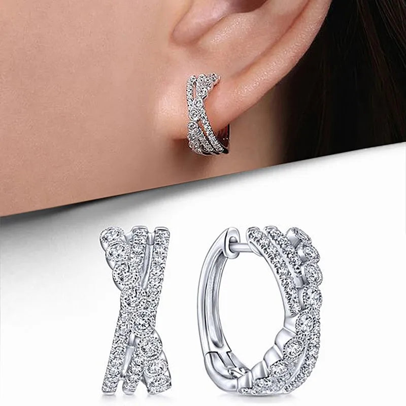 CAOSHI Stylish Shiny Zirconia Cross Earrings - LuxeStreet Boutique
