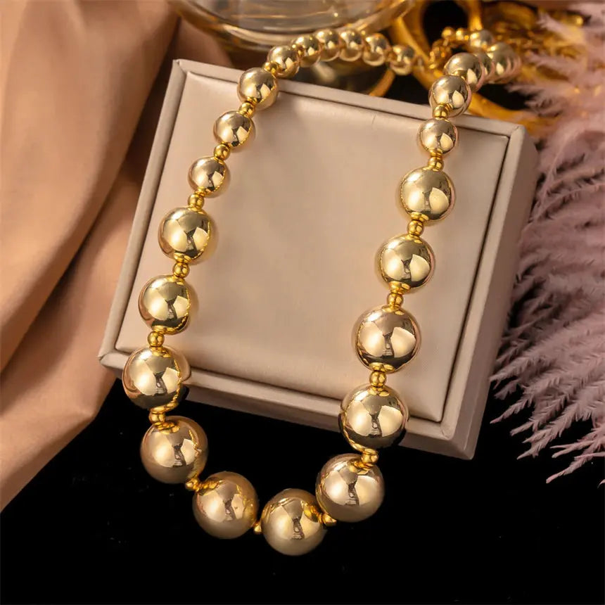 316L Stainless Steel Ladies Necklace - Exaggerate Simplicity Beading Pendant Clavicle Chain Fashion Exquisite Jewelry - LuxeStreet Boutique
