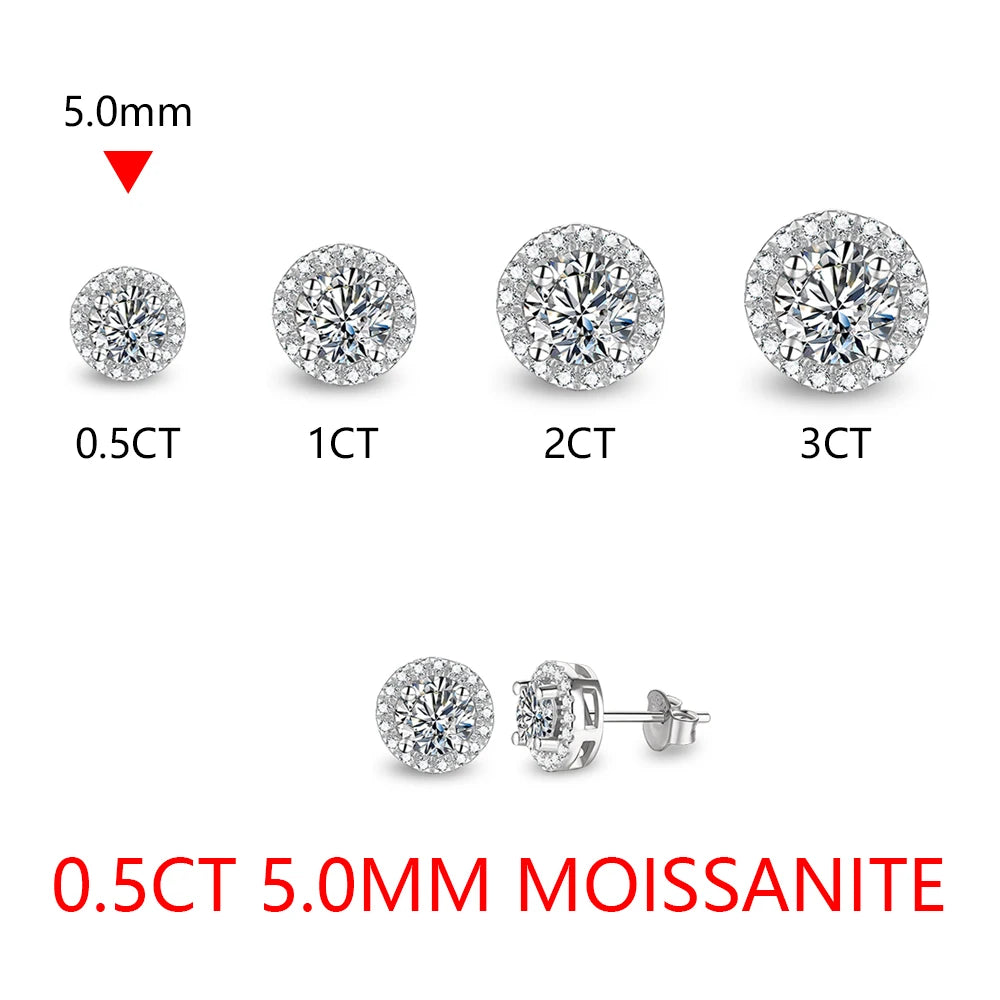 Round Cut 3.0CT Diamond Test Passed Moissanite Rhodium Plated 925 Silver D Color Moissanite Earrings Jewelry Girlfriend Gift - LuxeStreet Boutique