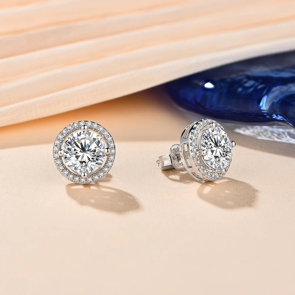 Round Cut 3.0CT Diamond Test Passed Moissanite Rhodium Plated 925 Silver D Color Moissanite Earrings Jewelry Girlfriend Gift - LuxeStreet Boutique