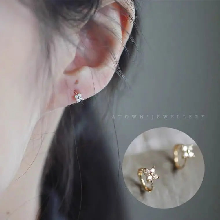 Heart Cz Zircon Hoop Earring Women Classic Shiny Stud Earrings - LuxeStreet Boutique