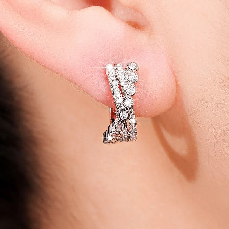 CAOSHI Stylish Shiny Zirconia Cross Earrings - LuxeStreet Boutique