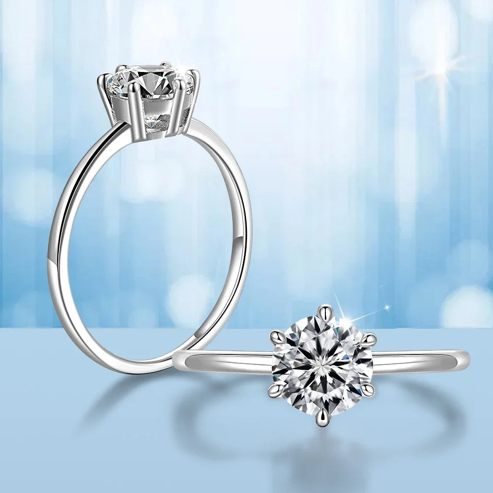 Trumium 0.5/1 Ct D Color Moissanite Ring For Women Diamond moissanite Rings s925 Silver Engagement Wedding Bands Fine Jewelry - LuxeStreet Boutique