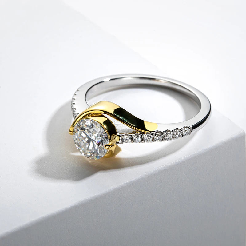 LESF 1 Carat Round Moissanite Engagement Ring in 925 Sterling Silver for Women - Fine Wedding Jewelry - LuxeStreet Boutique