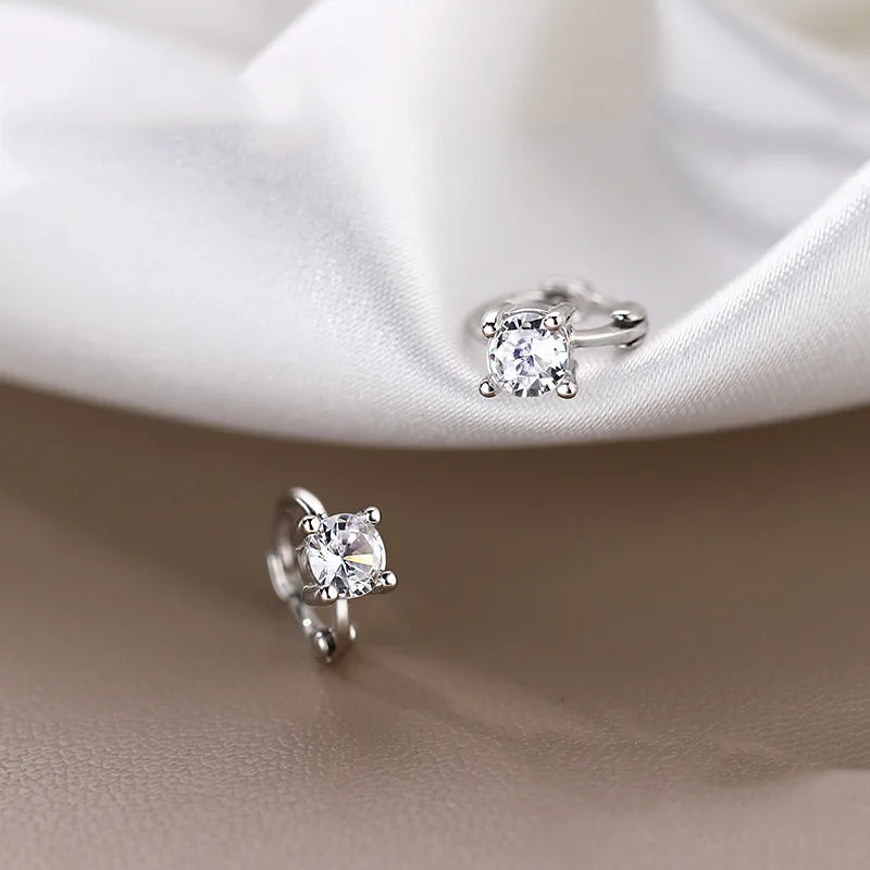 Heart Cz Zircon Hoop Earring Women Classic Shiny Stud Earrings - LuxeStreet Boutique