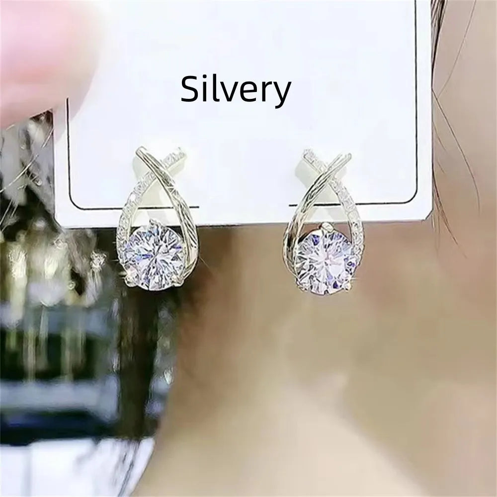 Fashion Korean Crystal Earrings Stylish Design Exquisite Ladies Jewelry Elegant Accessories Trendy Stud Earrings - LuxeStreet Boutique