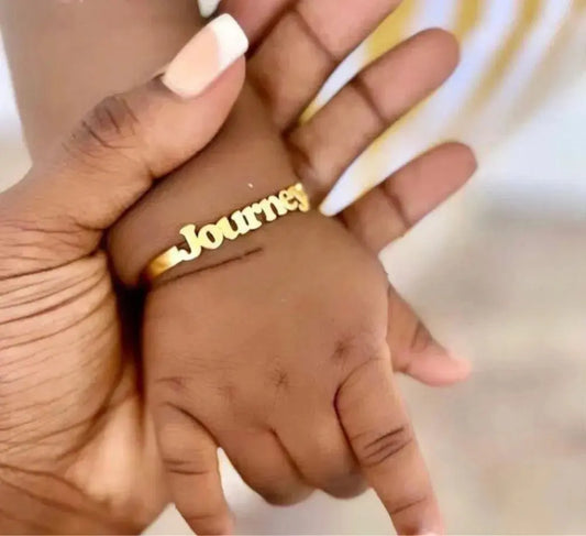 Unique Baby Gifts - Custom Name Bangles for Children in Stainless Steel - LuxeStreet Boutique