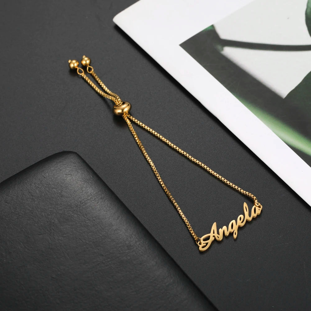 Teamer Personalized Name Bracelets for Women and Kids - Adjustable Stainless Steel Pendant with Copper Chain Jewelry - Perfect Graduation Gifts - LuxeStreet Boutique
