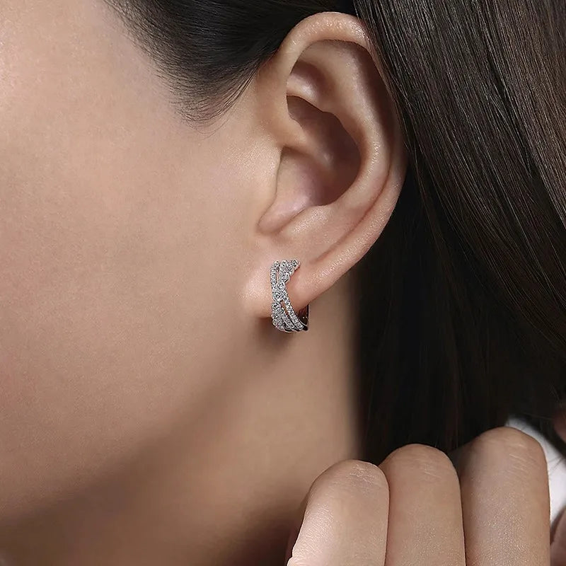 CAOSHI Stylish Shiny Zirconia Cross Earrings - LuxeStreet Boutique