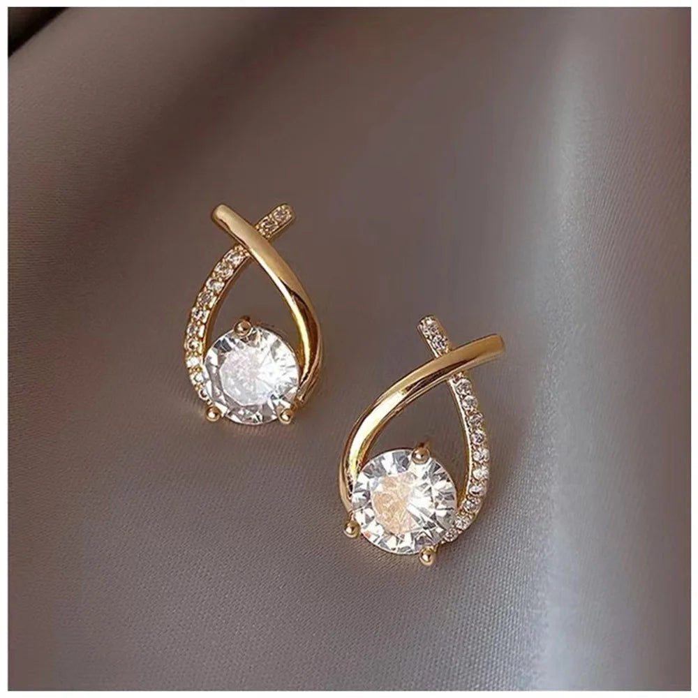 Fashion Korean Crystal Earrings Stylish Design Exquisite Ladies Jewelry Elegant Accessories Trendy Stud Earrings - LuxeStreet Boutique
