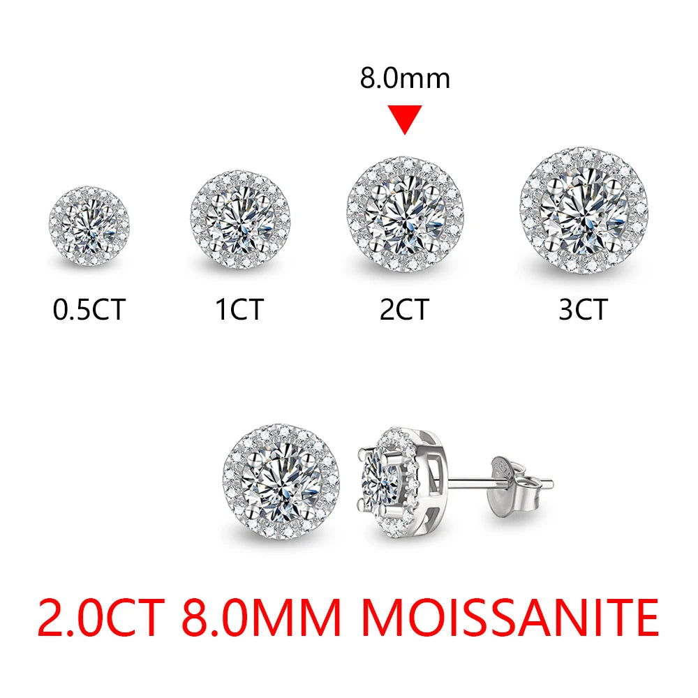 Round Cut 3.0CT Diamond Test Passed Moissanite Rhodium Plated 925 Silver D Color Moissanite Earrings Jewelry Girlfriend Gift - LuxeStreet Boutique
