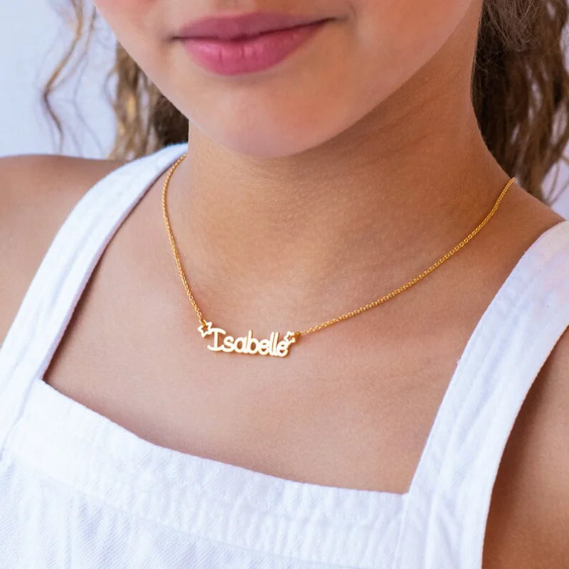 Cute Personalized Baby Name Necklace for Newborns - Customized Child ID Jewelry in Stainless Steel, Perfect Birthday Gift - LuxeStreet Boutique