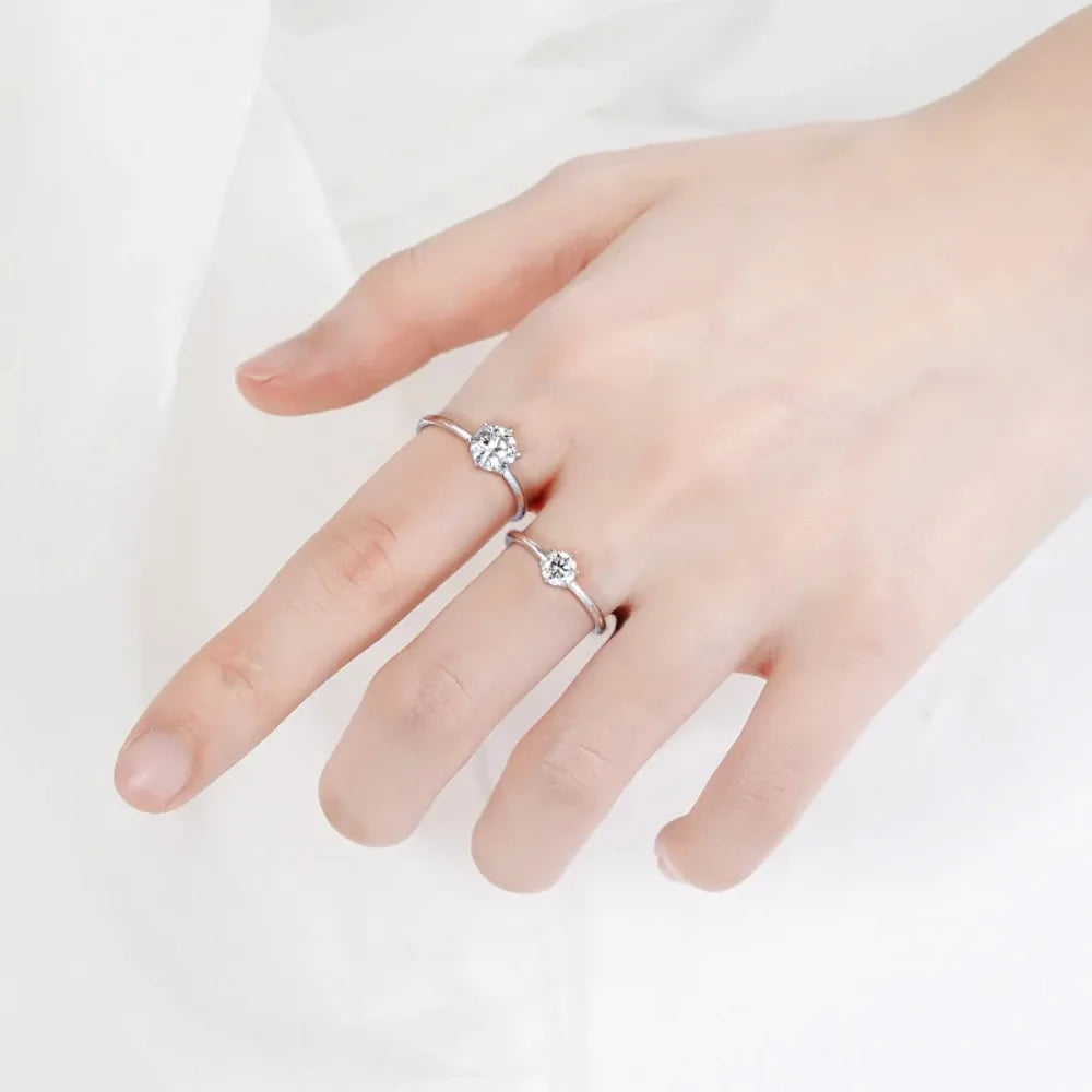 Trumium 0.5/1 Ct D Color Moissanite Ring For Women Diamond moissanite Rings s925 Silver Engagement Wedding Bands Fine Jewelry - LuxeStreet Boutique