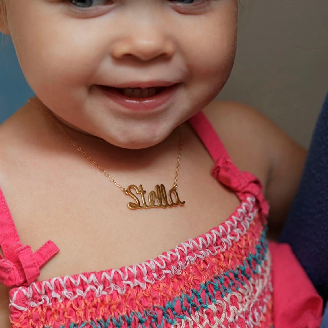 Cute Personalized Baby Name Necklace for Newborns - Customized Child ID Jewelry in Stainless Steel, Perfect Birthday Gift - LuxeStreet Boutique