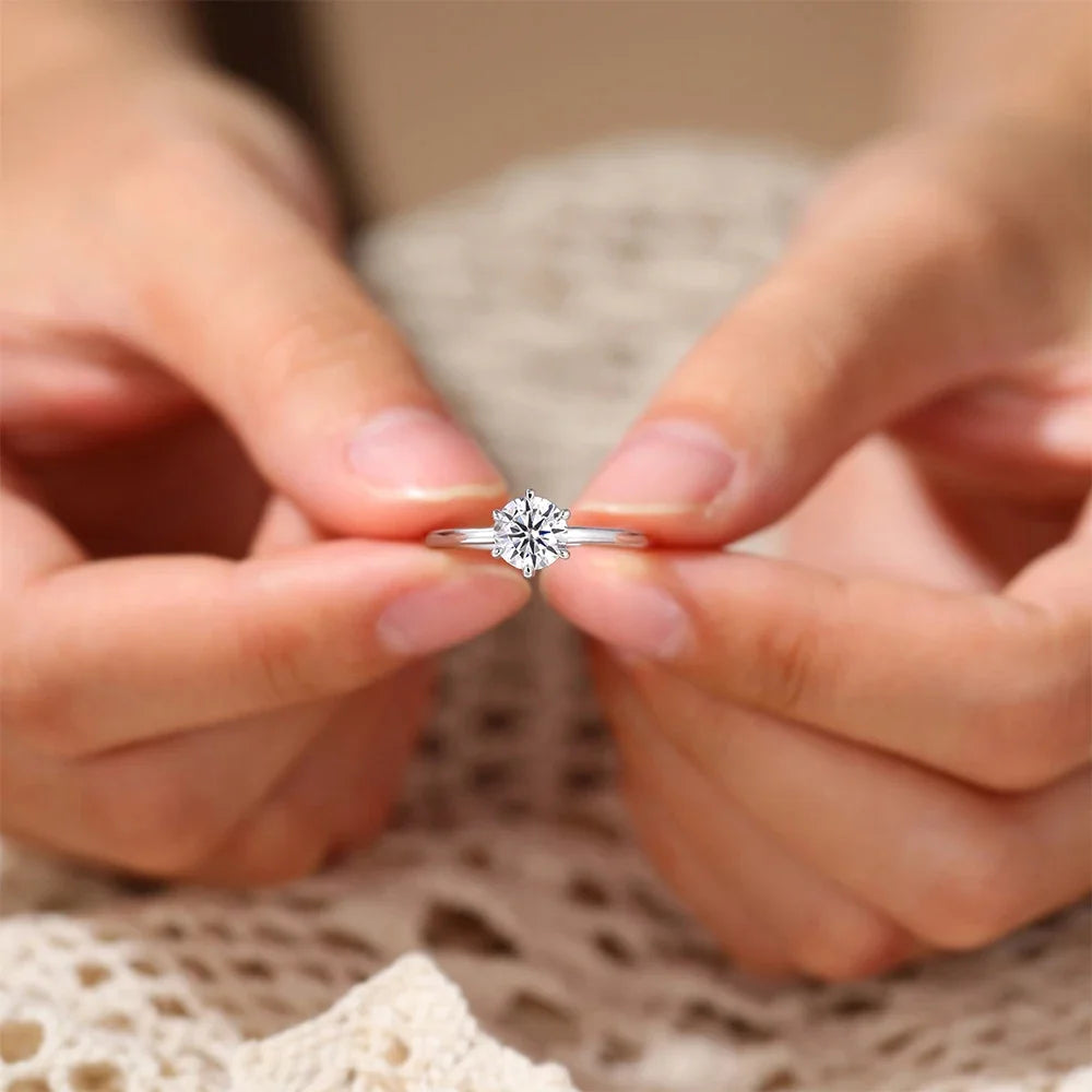 Trumium 0.5/1 Ct D Color Moissanite Ring For Women Diamond moissanite Rings s925 Silver Engagement Wedding Bands Fine Jewelry - LuxeStreet Boutique