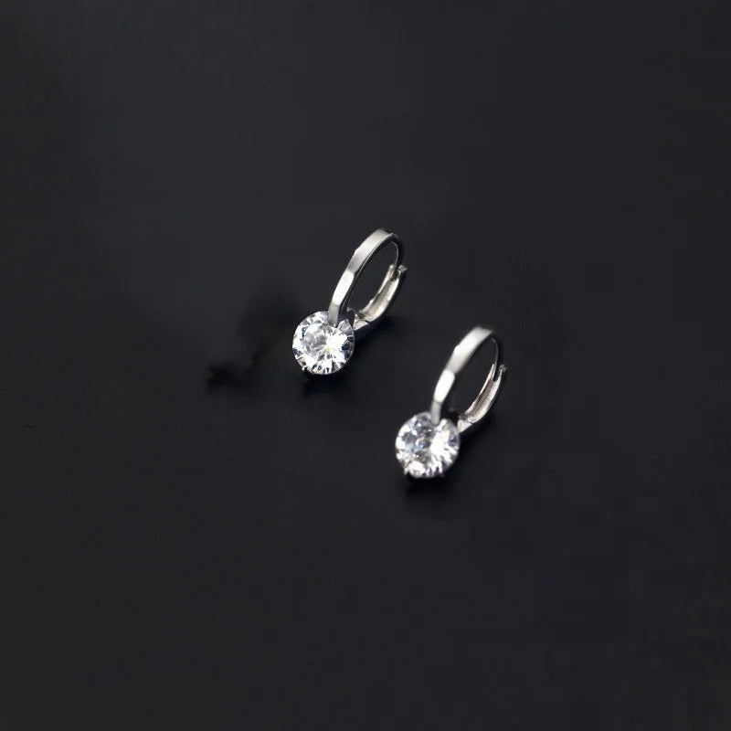 Heart Cz Zircon Hoop Earring Women Classic Shiny Stud Earrings - LuxeStreet Boutique
