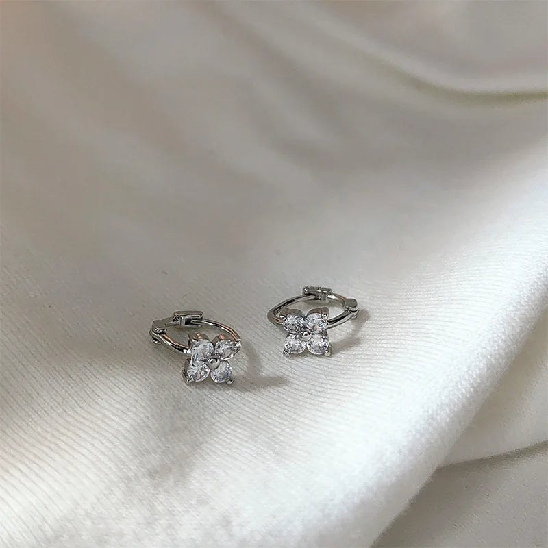 Heart Cz Zircon Hoop Earring Women Classic Shiny Stud Earrings - LuxeStreet Boutique