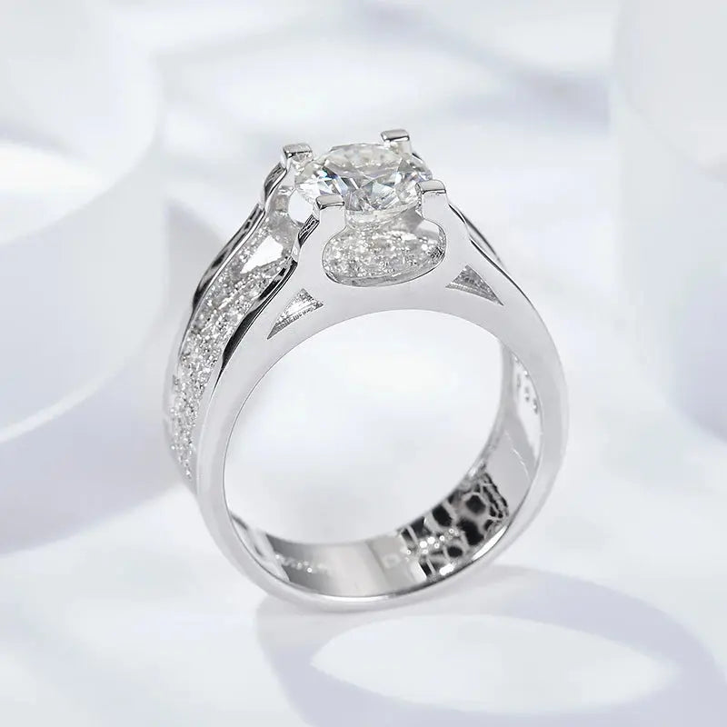 Moissanite Ring for Men in 925 Sterling Silver - Luxury Engagement Wedding Band - LuxeStreet Boutique