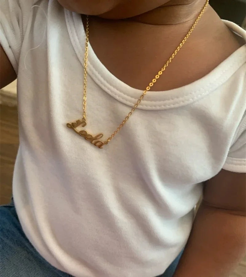 Cute Personalized Baby Name Necklace for Newborns - Customized Child ID Jewelry in Stainless Steel, Perfect Birthday Gift - LuxeStreet Boutique
