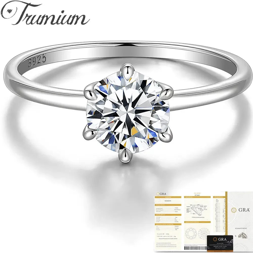 Trumium 0.5/1 Ct D Color Moissanite Ring For Women Diamond moissanite Rings s925 Silver Engagement Wedding Bands Fine Jewelry - LuxeStreet Boutique