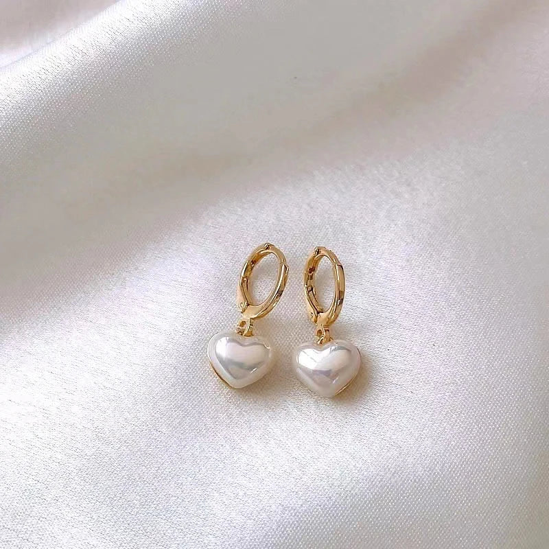 Heart Pearl Earrings - Fashionable & High-End - LuxeStreet Boutique