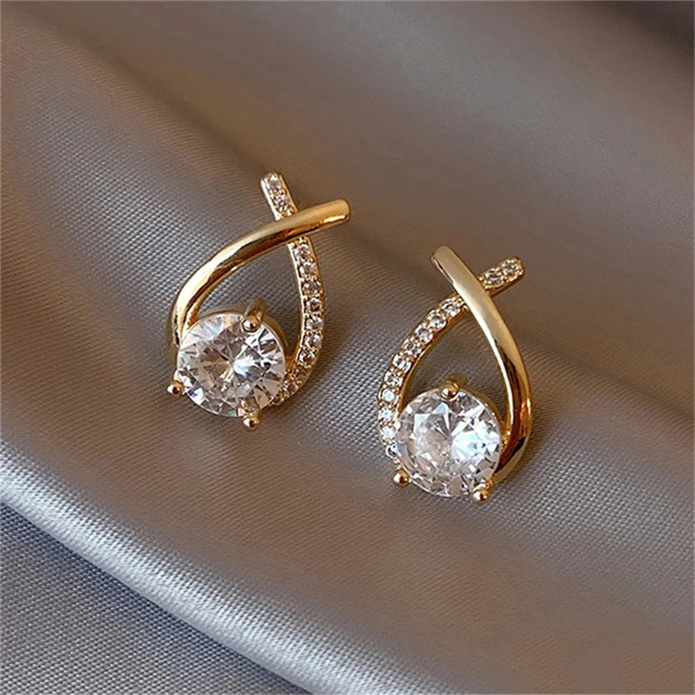 Fashion Korean Crystal Earrings Stylish Design Exquisite Ladies Jewelry Elegant Accessories Trendy Stud Earrings - LuxeStreet Boutique
