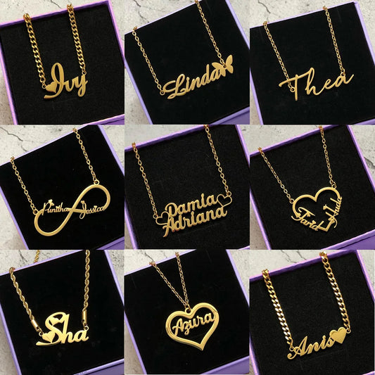 Personalized Name Butterfly Necklace - Gold Color Stainless Steel Chain Handmade Nameplate Jewelry for Unique Gifts - LuxeStreet Boutique