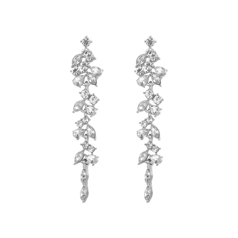 Luxury Leaf Crystal Earrings - Rhinestone Drop Earrings for Women, Shiny Gold Statement Jewelry - LuxeStreet Boutique