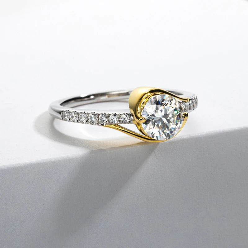 LESF 1 Carat Round Moissanite Engagement Ring in 925 Sterling Silver for Women - Fine Wedding Jewelry - LuxeStreet Boutique
