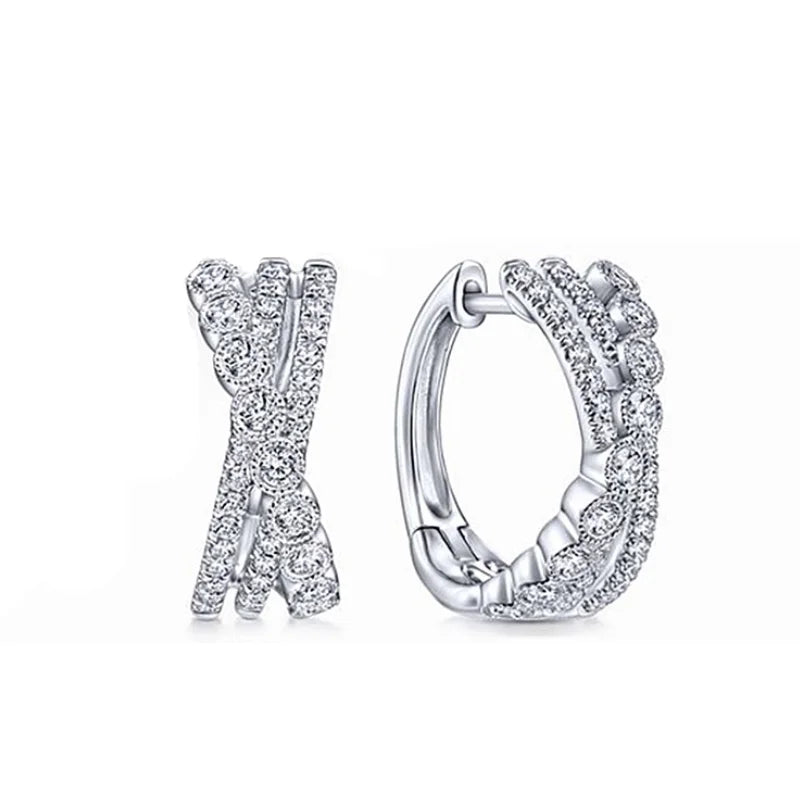 CAOSHI Stylish Shiny Zirconia Cross Earrings - LuxeStreet Boutique