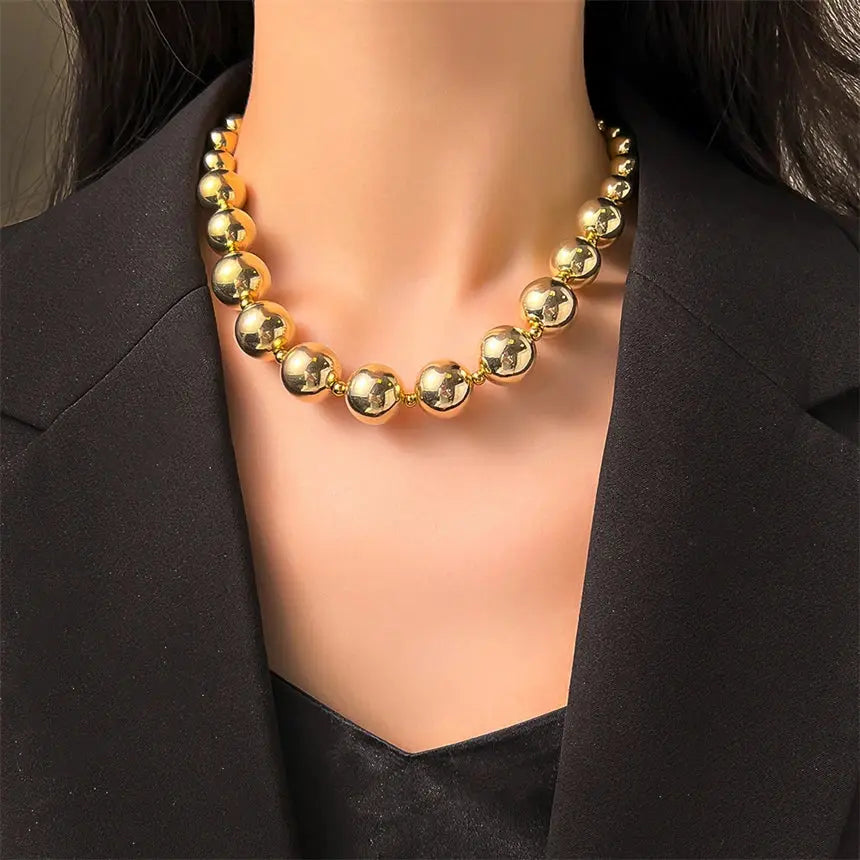 316L Stainless Steel Ladies Necklace - Exaggerate Simplicity Beading Pendant Clavicle Chain Fashion Exquisite Jewelry - LuxeStreet Boutique