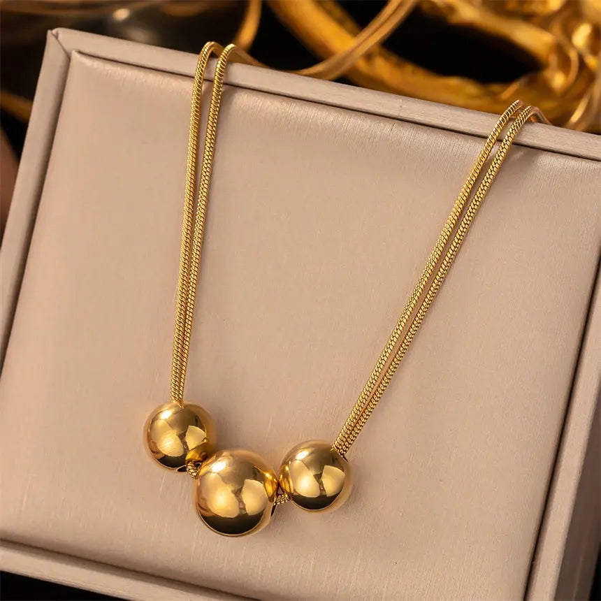 316L Stainless Steel Ladies Necklace - Exaggerate Simplicity Beading Pendant Clavicle Chain Fashion Exquisite Jewelry - LuxeStreet Boutique