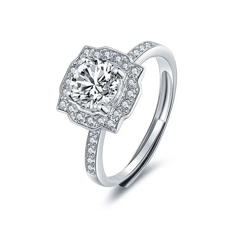 Women's Moissanite Silver Ring - 1 Carat Diamond Simulant - LuxeStreet Boutique