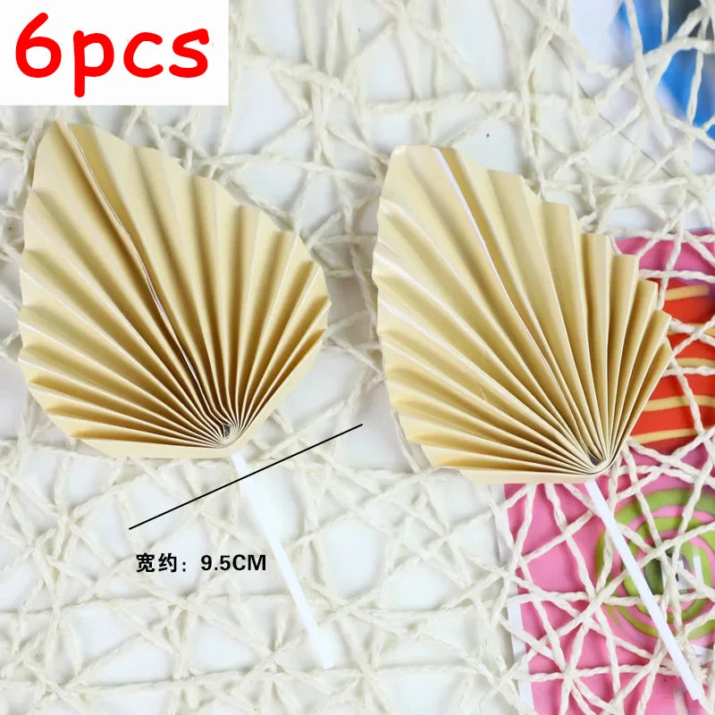 6pcs Palm Spear Cake Topper Happy Birthday Palm Leaf Decoration Cake Decorating Wedding Baking Dessert Table Party Favors - LuxeStreet Boutique