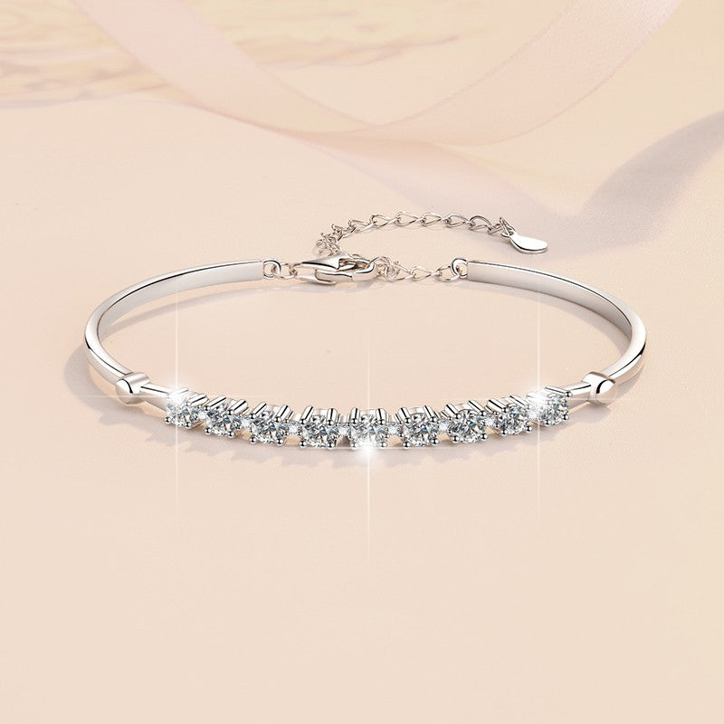 S925 Sterling Silver Bracelet for Women with Adjustable Moissanite - Fashion Jewelry - LuxeStreet Boutique