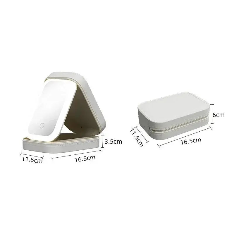 LED Mirror Storage Box with Makeup Organizer and LED Lighting - LuxeStreet Boutique