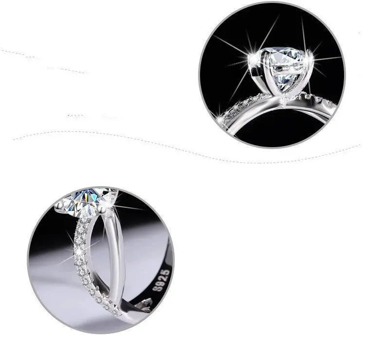 Sterling Silver Moissanite Ring - Authentic and Dazzling Elegance - LuxeStreet Boutique
