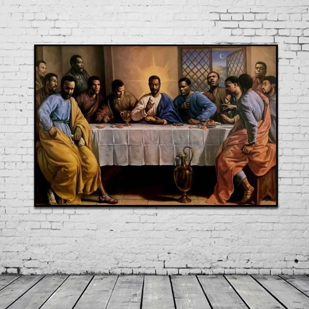 African Black Jesus Last Supper Poster - Religious Christian Canvas Painting Wall Art for Home Decor - LuxeStreet Boutique
