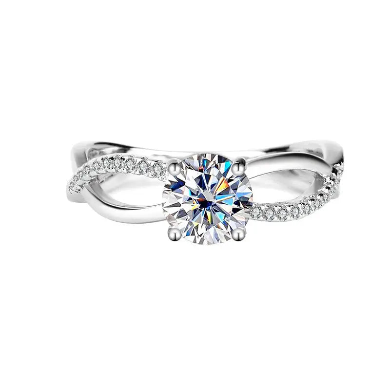 Sterling Silver Moissanite Ring - Authentic and Dazzling Elegance - LuxeStreet Boutique
