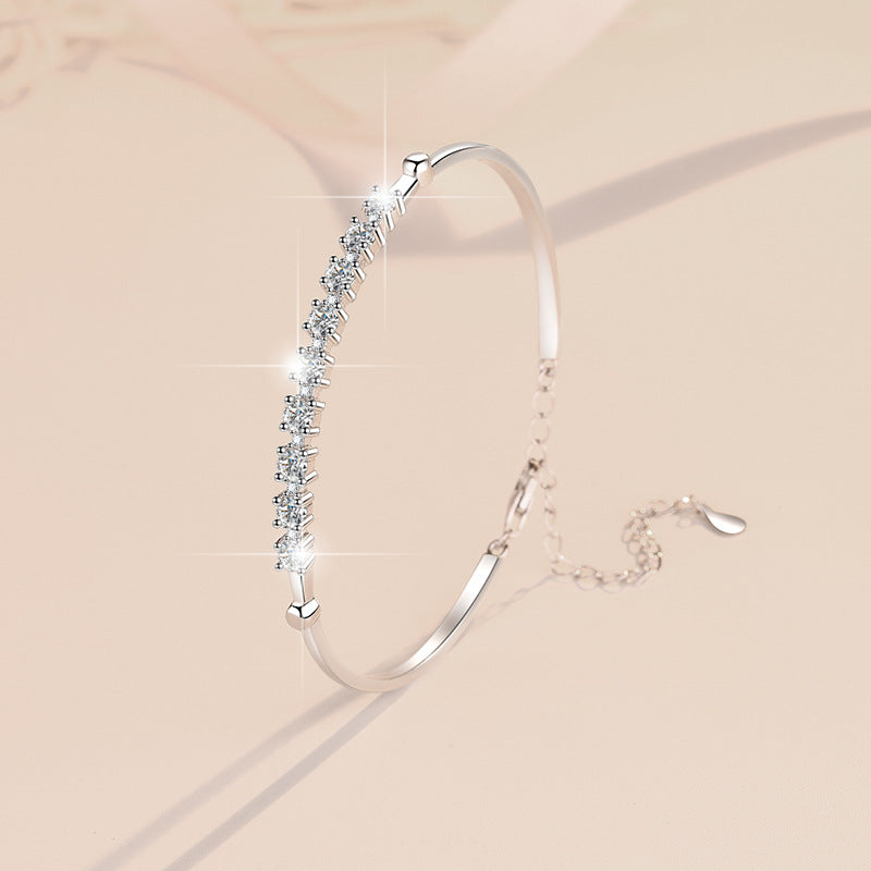 S925 Sterling Silver Bracelet for Women with Adjustable Moissanite - Fashion Jewelry - LuxeStreet Boutique