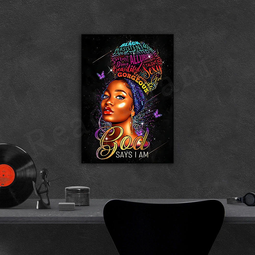 God Said You Are Poster, Religious Black Wall Art Print, Christian Gifts to Encourage African American Women, Religious Poster - LuxeStreet Boutique