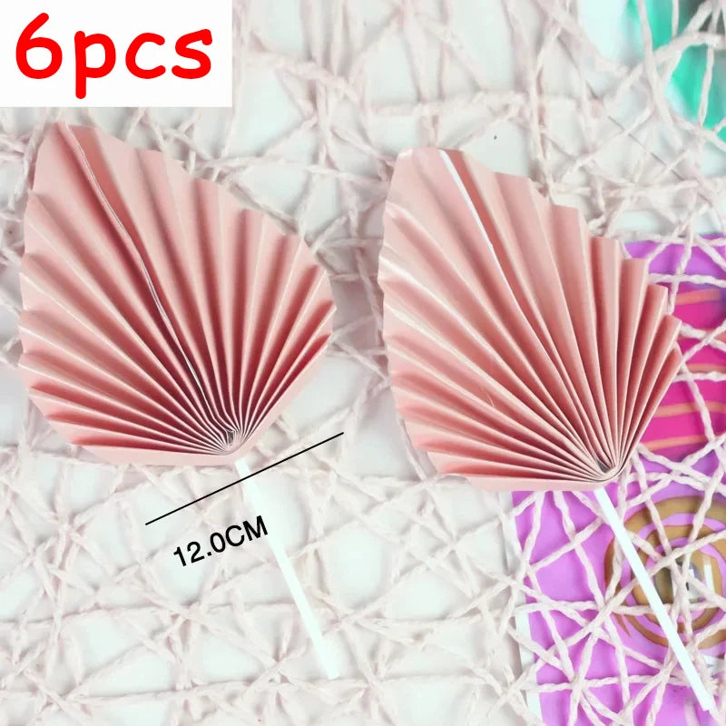 6pcs Palm Spear Cake Topper Happy Birthday Palm Leaf Decoration Cake Decorating Wedding Baking Dessert Table Party Favors - LuxeStreet Boutique