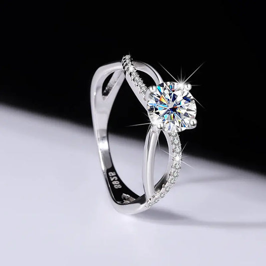 Sterling Silver Moissanite Ring - Authentic and Dazzling Elegance - LuxeStreet Boutique