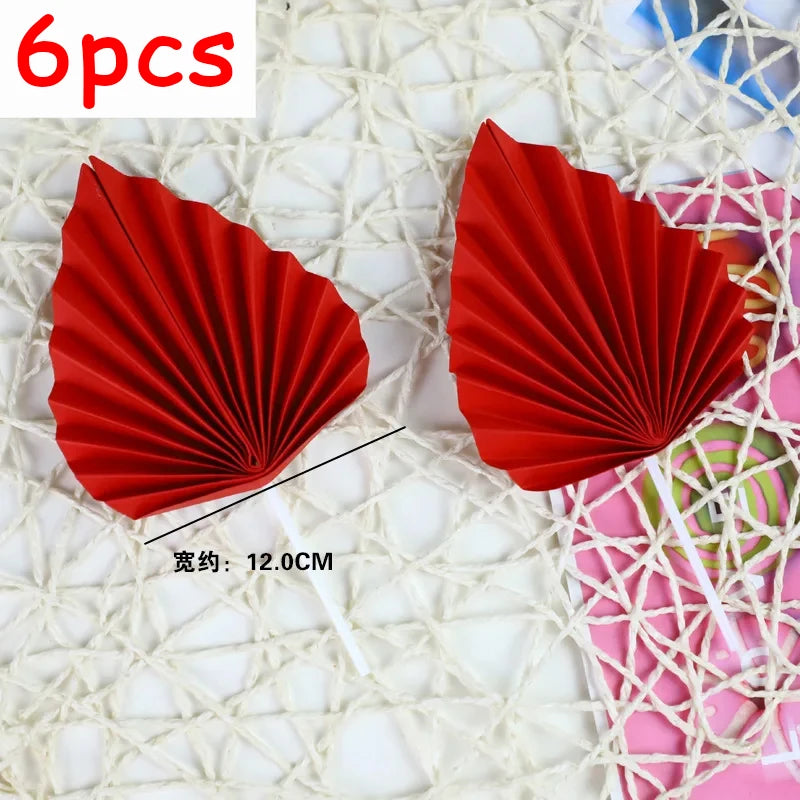 6pcs Palm Spear Cake Topper Happy Birthday Palm Leaf Decoration Cake Decorating Wedding Baking Dessert Table Party Favors - LuxeStreet Boutique