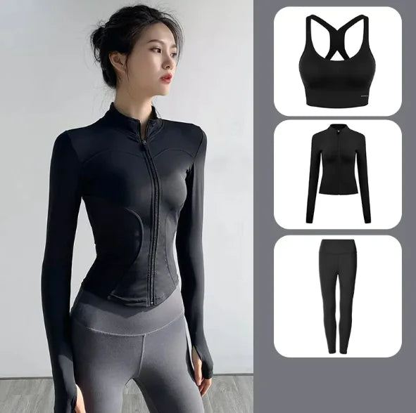 Women's Yoga Set - Autumn & Winter Speed Dry Long-Sleeve Jacket - LuxeStreet Boutique