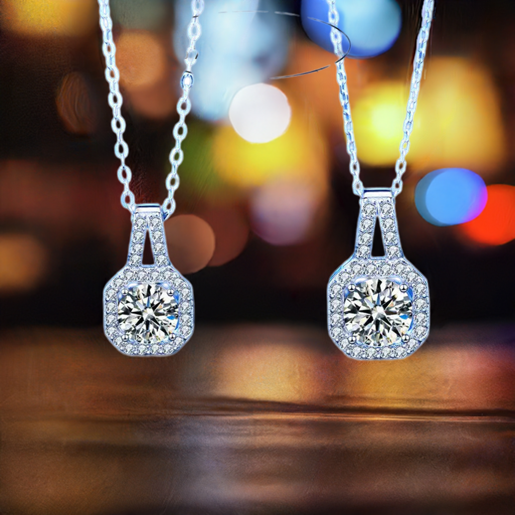 Moissanite Square Cut Pendant Necklace - Elegant Jewelry with Gift Box Included - LuxeStreet Boutique